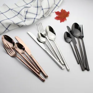 Image of Bulk price matte gold cutlry flatware spoon fork knife