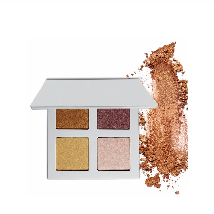 Wholesale Accept Small Orders 4 Colors Private Label Makeup Powder Highlighter Palette