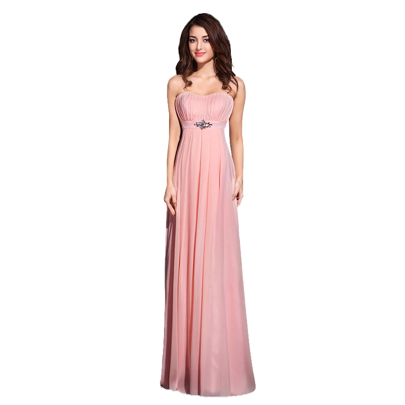 

Simple Bridesmaid Dresses 2018 Pink Wholesale Ladies Chiffon Fabric Sleeveless Long Evening Dress, Customized