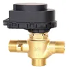 three Way Electric Actuator Brass ball Valve with Manual Function