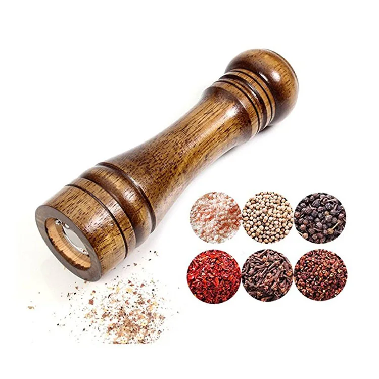 Best Selling Products Kitchen Accessories Wood 5/8/10 Manual Pepper Grinder Salt Mill, Natural