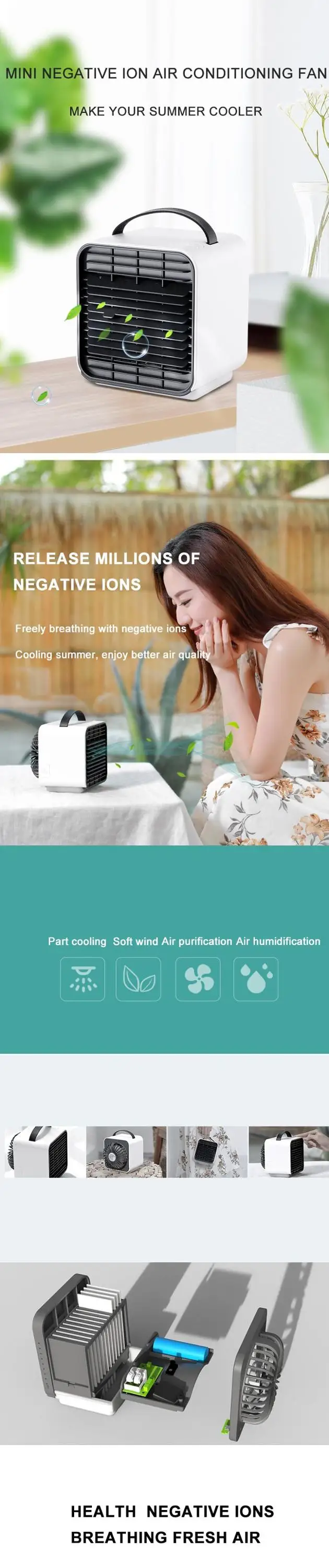 2019 desktop portable mini air conditional fan for table handy office cooling