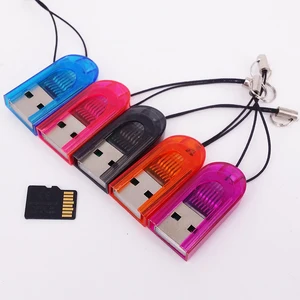 Customized logo print available High Speed mini Micro TF SD Card Reader USB 2.0 With Lid Adapter Memory USB Card Reader
