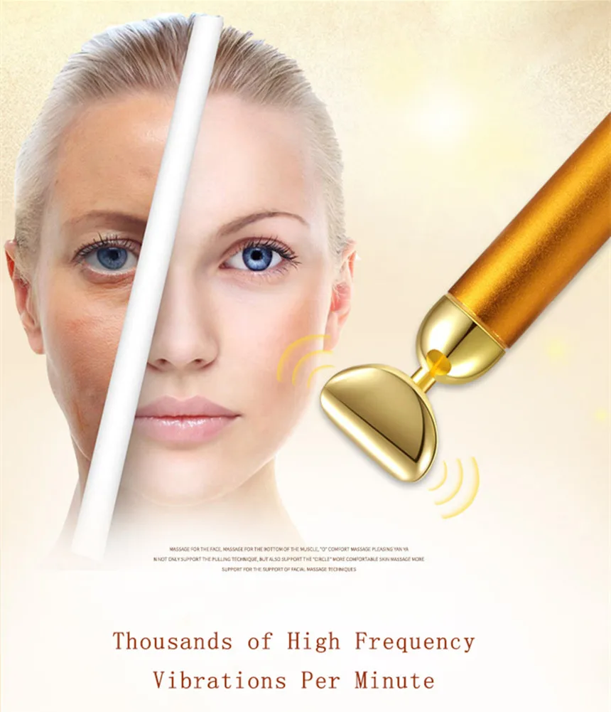 
Face Lift 3D Massage Roller Vibrating Facial Energy Gold Beauty Bar 