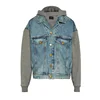 OEM custom new fashion Hooded denim trucker jackets raglan sleeves jean jacket for men