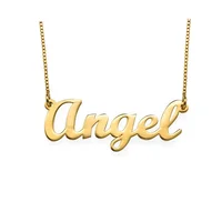 

Drop Shipping 18k Gold Plated Angel Name Necklace Jewelry Custom Plated Over 925 Sterling Silver Nameplate Necklace