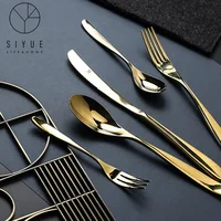 

stainless steel shiny rose gold spoon and fork copper cutlery set with customized laser logo for wedding