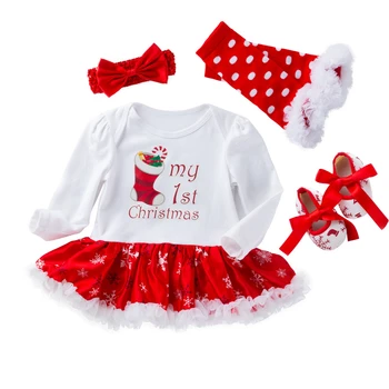 Hot Sale My First Christmas Outfit 4pcs Popular Baby Girl Dresses - Buy ...