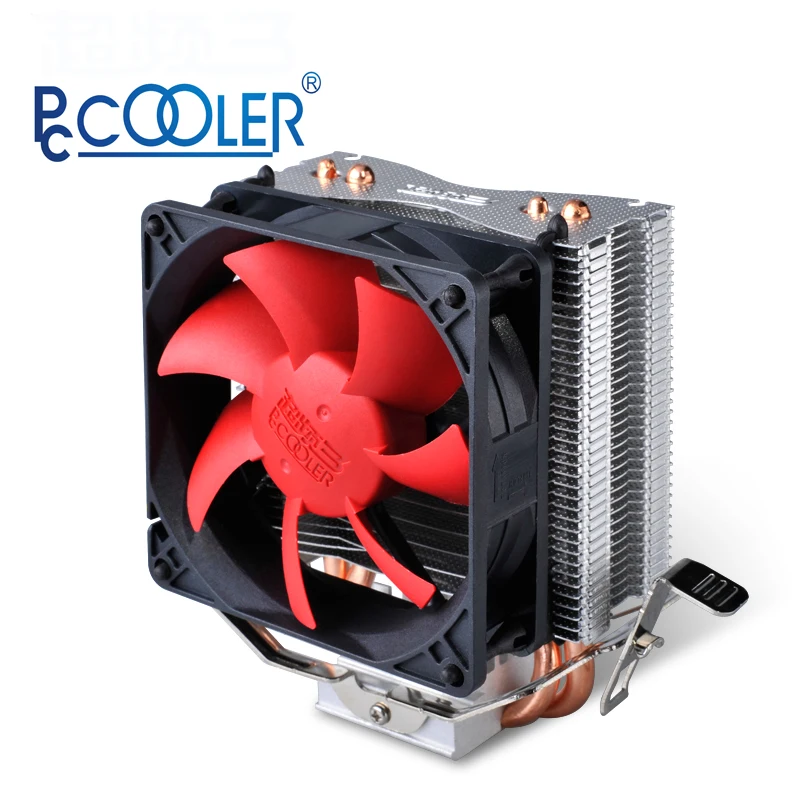 Pccooler 3pin Silent cpu radiator version with cooler cooling  fan and 92mm LED 2 heatpipes for Intel And AMD pc cases