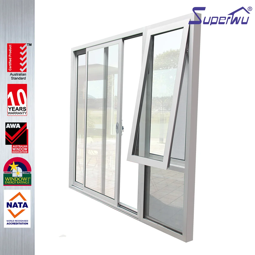 2019 new fiberglass mosquito net aluminum main sliding door design with awning window