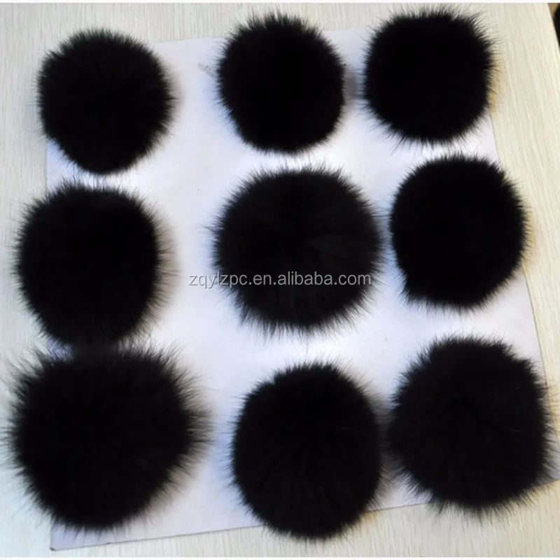 Factory Wholesale Colorful Real Fox Fluffy Fur Pom Poms / Balls