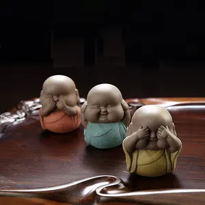 Image of Ceramic ornaments little novice monk tea pet furnishing articles the young monk pet boutique accessories ceramic tea pet