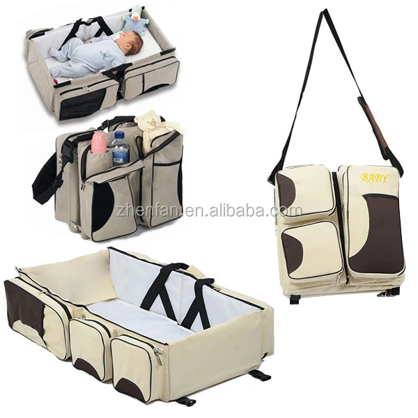 

wholesale 3 piece in 1 large capacity multi-function baby portable cot bag baby diaper bags, Red,grey,ivory,blue