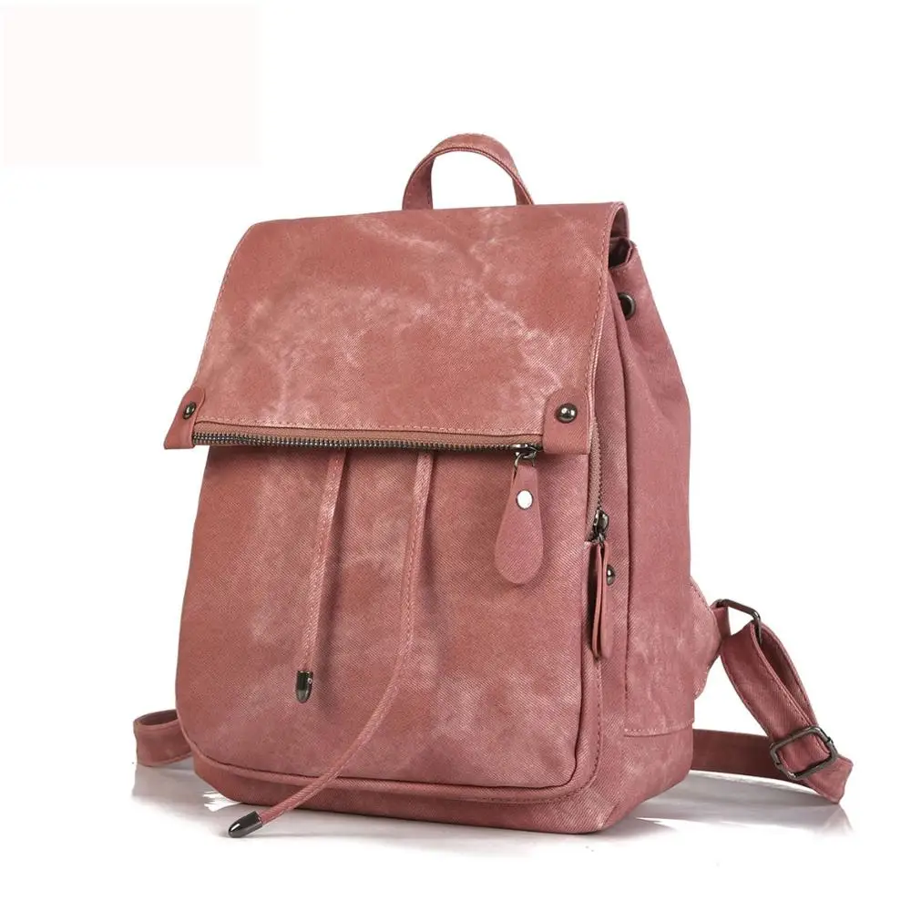 

Women PU Leather Backpacks Fashion Vintage School Bags Brands Simple Style Backpack Waterproof Polyester OEM Girls Vegan Leather