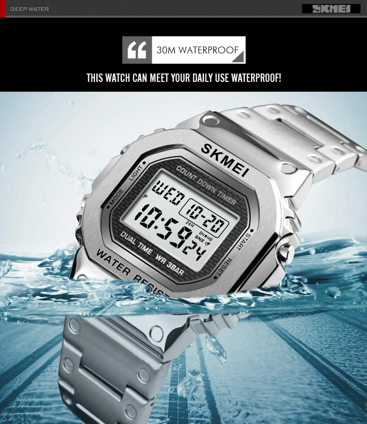 Top Brand SKMEI Men's Watch Waterproof Chronograph Countdown men digital watch Fashion Outdoor Sport Wristwatch  Alarm Clock1456