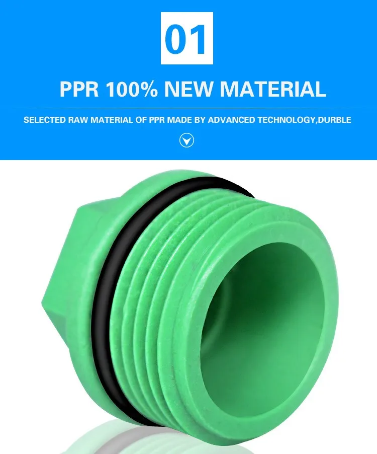 High Quality Green Ppr Pipe Fitting Screwed Male End Plug For Threaded ...