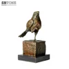 TPAL-170 Mini Size Figurine Eagle Statues Animal Bronze Metal Sculptures Art Home Indoor Decor Marble Base