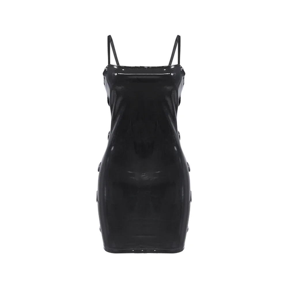 

Bodycon dress 2019 sexy party dresses women sling punching slim bag hip mid-length short leather skirt, N/a