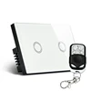 US Standard Touch Switch 2 Gang 1 Way,Wall Light Wireless Remote Control Touch Screen Switch,Crystal Glass Switch Panel