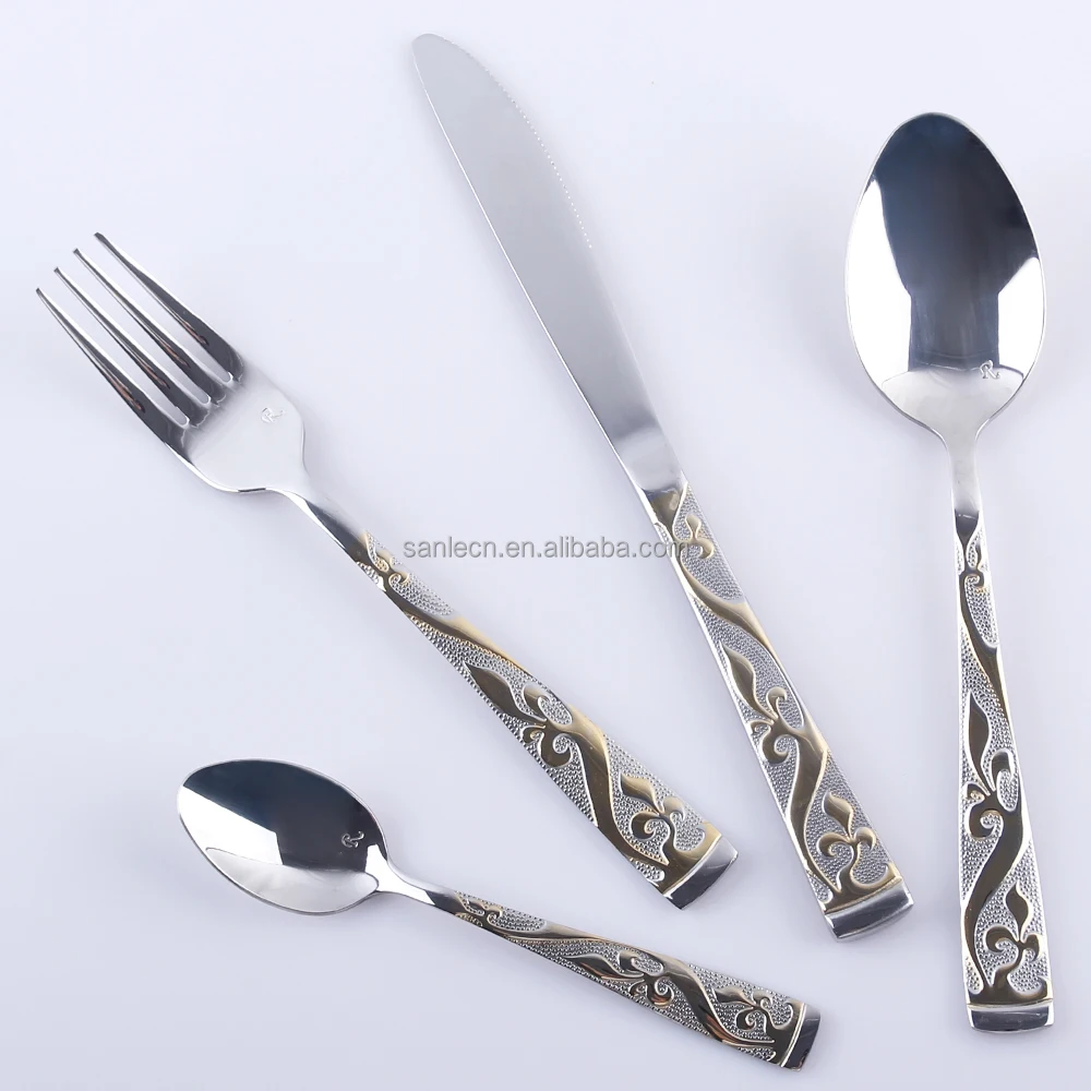 

LEKOCH Unusual Gold Vine Handle Stainless Steel Flatware Dinnerware Cutlery Dinner Fork Spoon Knife Set For Wedding LF-4021G, Silver