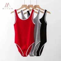 

Women's Summer Sexy Halter Sling One-piece Vest Colorblock Side Elastic Slim Bodysuit Plus Size Jumpsuit