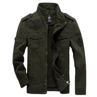 

2019 New Men's Stand Collar Casual Cotton Military Zip Jackets Windproof Outdoor Coat