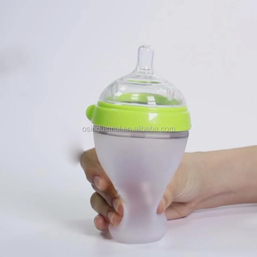 

BPA Free 100% Food Grade manufacturers 16oz smart hands free baby silicone milk feeding baby bottle, Any pantone colors can be customized