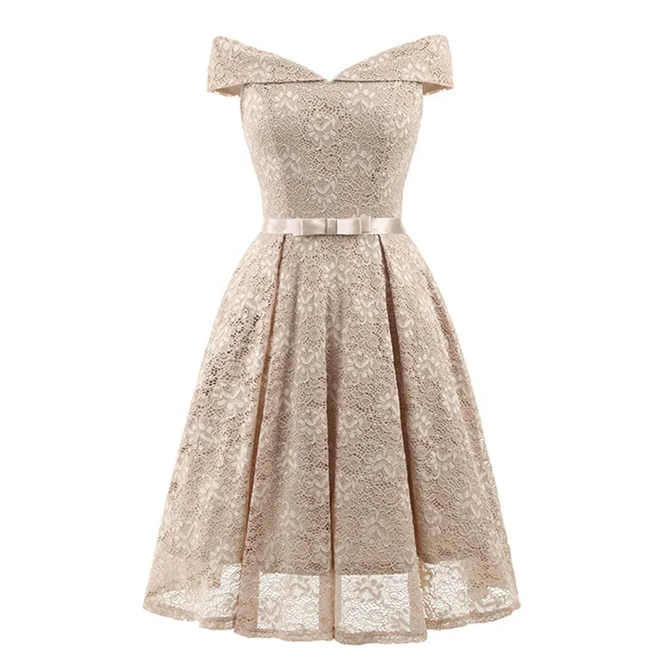 

Ladies fashion off shoulder bow lace elegant women dress new design elegant evening dress, N/a