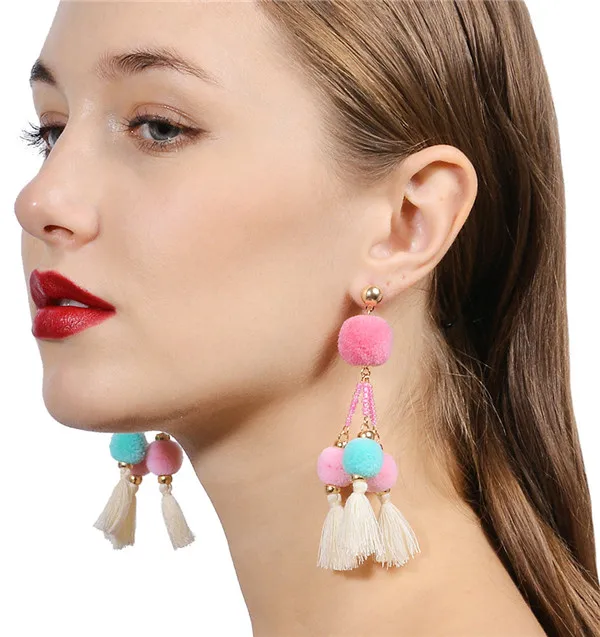 

Fashion Bohemian Earrings Womens Long Beaded Tassel Fringe Dangle Earrings, Various