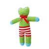 Creative soft green frog knitted stuffed toy with red bowknot