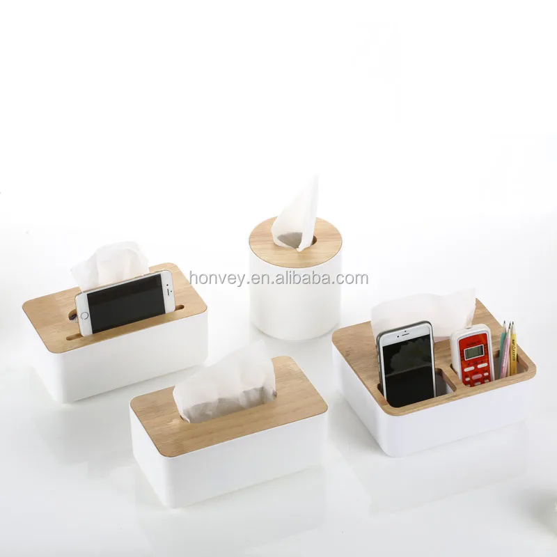 

Minimalist Plastic Tissue Box Dispenser With Oak Wooden Cover Paper Home Car Napkins Holder Home Organizer Decoration