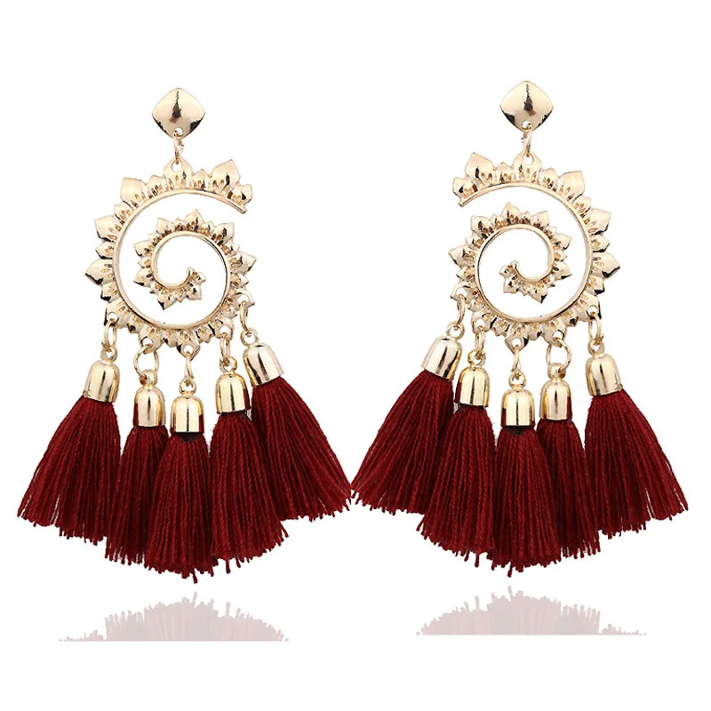 

Hot earrings Fashion hand-knitted long bohemian tassel earrings