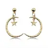 Top Selling Alloy Moon And Star Gold Half Circle Metal Jewelry Earrings For Girls