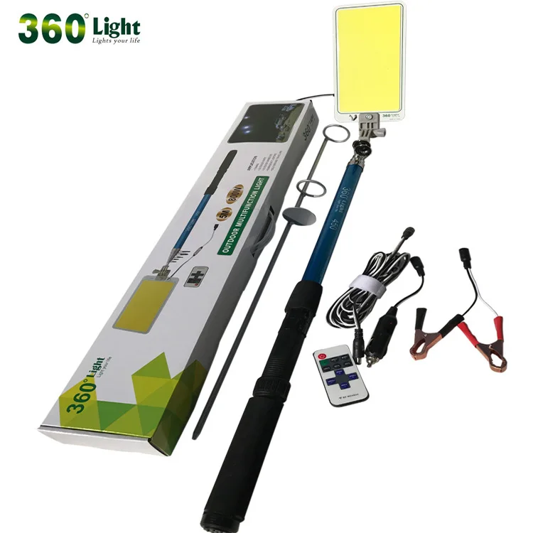 Outdoor telescopic remote control 12V COB LED camping light with cigarette lighter