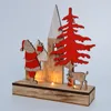 Custom style 21CM / 15CM plywood battery powered glittering warm white led christmas tree lights for merry xmas festival holiday