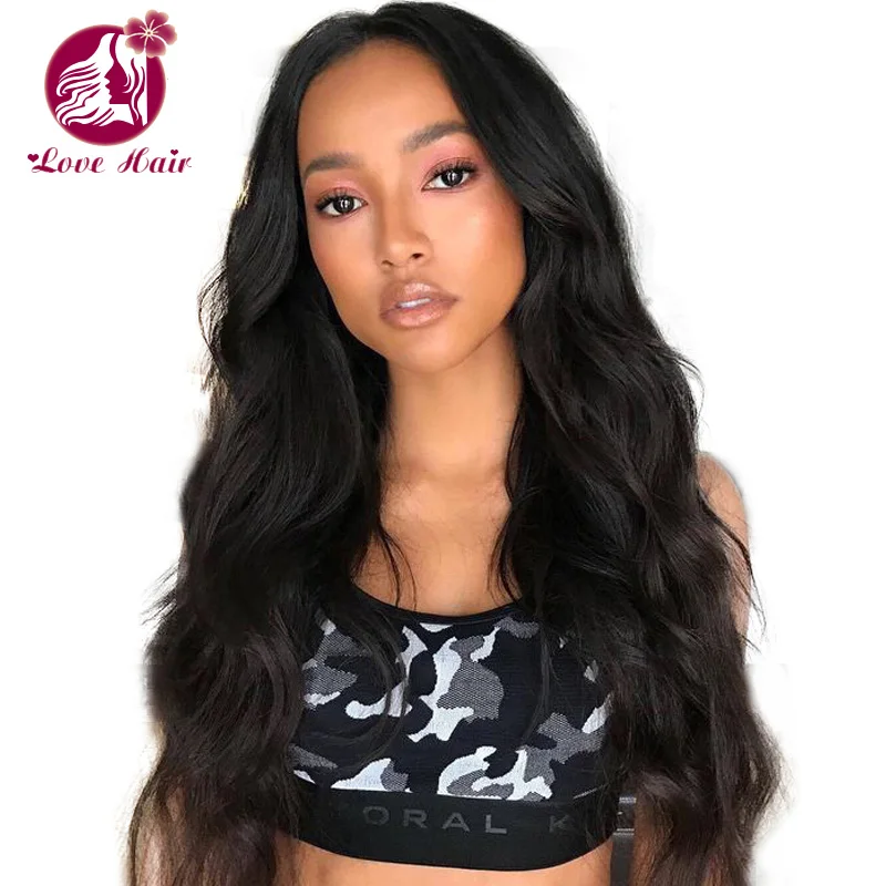 

130% density brazilian remy human hair wigs body wave lace front wig with baby hair