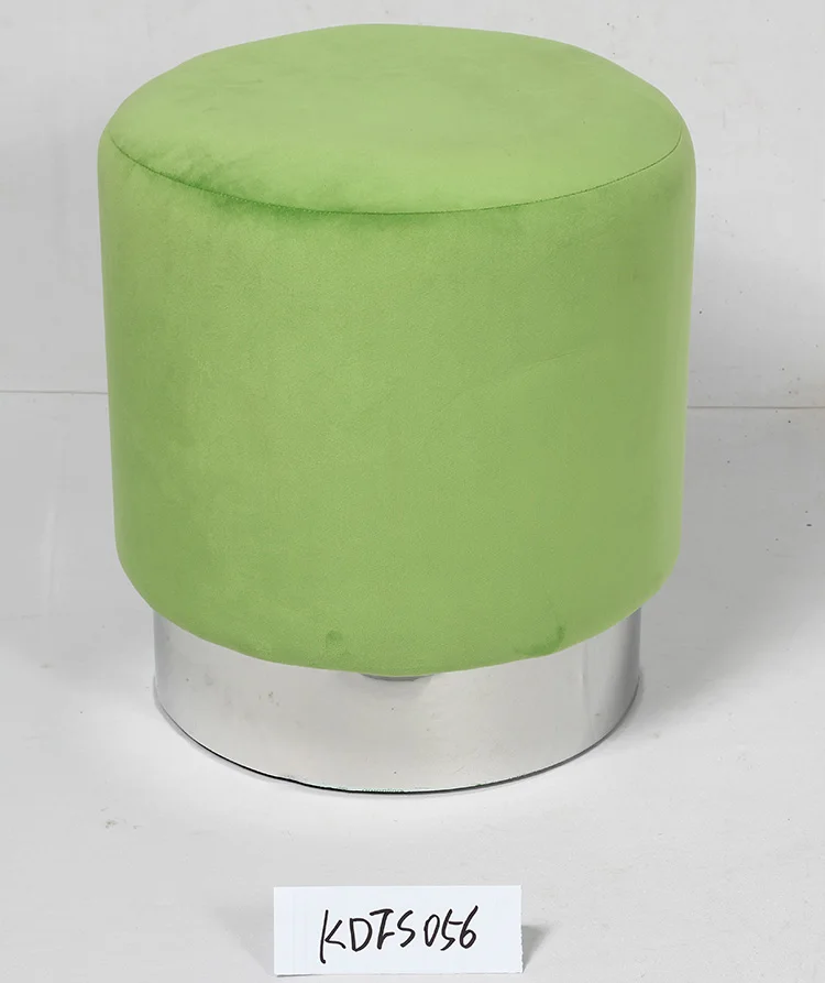 Upholstered seat yellow big round foam velvet pouf ottoman