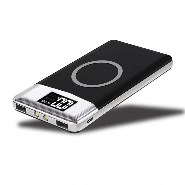 

10000mAh Phone wireless Power Bank Dual USB LED External Battery Qi Fast Wireless Charger