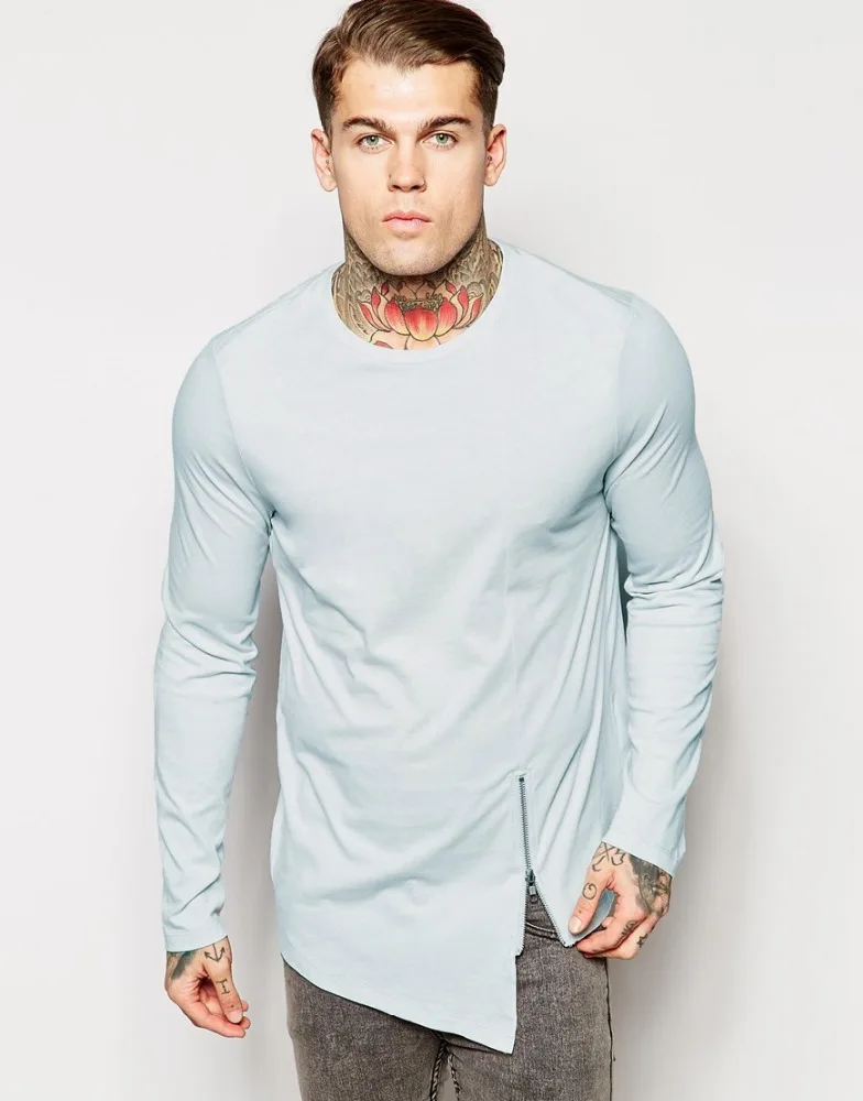 mens body fit t-shirt with asymmetric zip detail