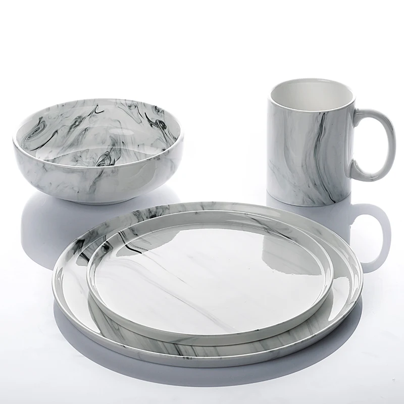 

Luxury Quality White Porcelain Special Design Tableware, Tableware Trend 2019 Custom, Marbleized Dinnerware Set$