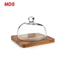 Cake decorating glass bell jar dome cover with wooden base