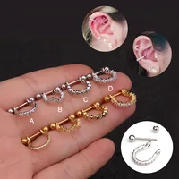 

20g(0.8mm) Stainless Steel Barbell With Cz Hoop Cartilage Helix Daith Rook Snug Lobe Earring Ear Piercing Jewelry Wholesale