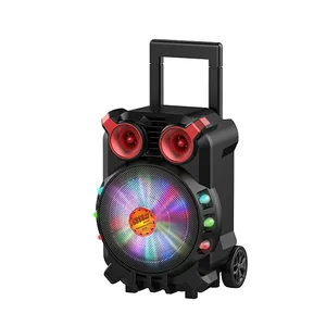 Portable 8 Inch Trolley Speaker Disco Light