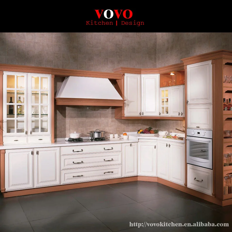 
American style solid wood kitchen cabinets white colour 