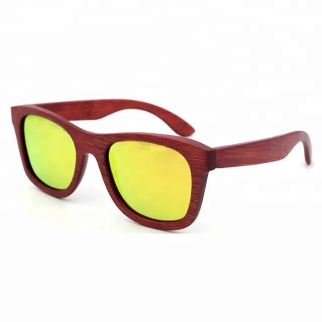 

CE stock Fashion vintage red wood sunglasses TAC Polarized custom Engraved logo red bamboo sunglasses