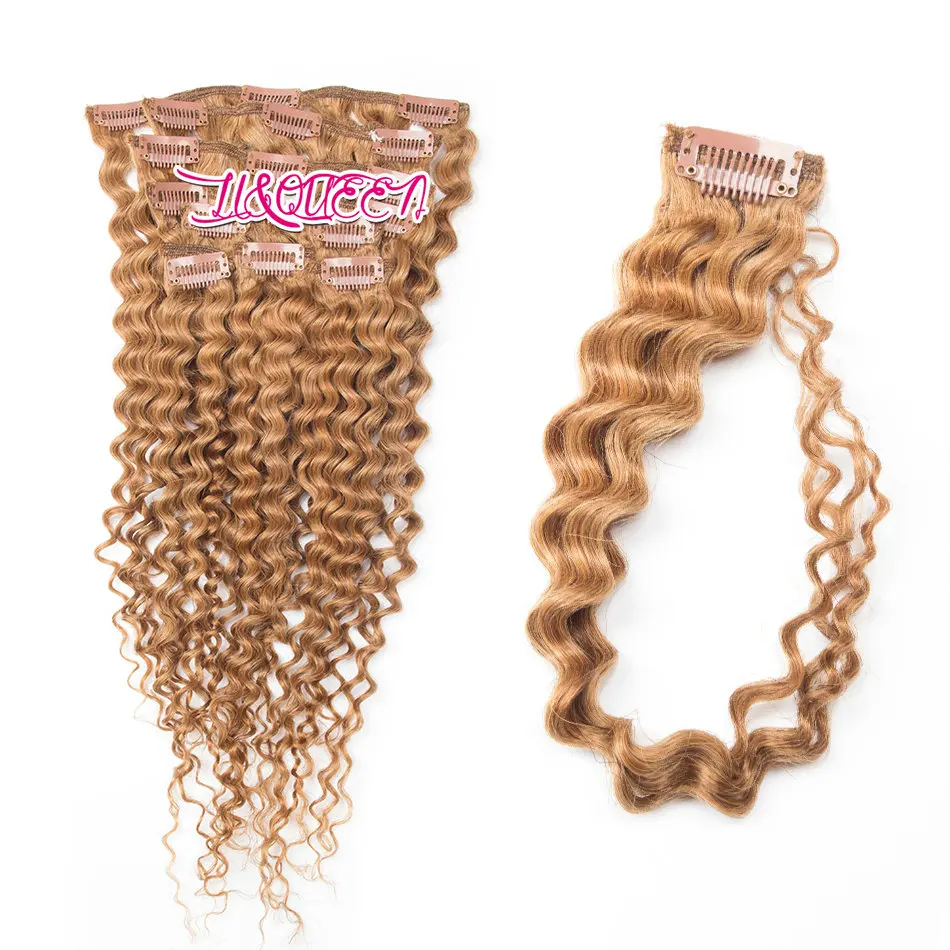 

100% Unprocessed human hair full head 120g remy clip in curly hair extensions