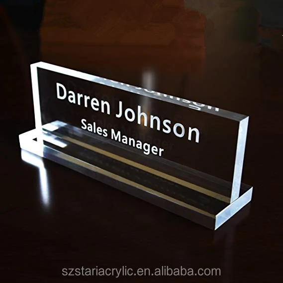 Custom Acrylic Name Plate Office Desk Bar Lucite Office Desk Name
