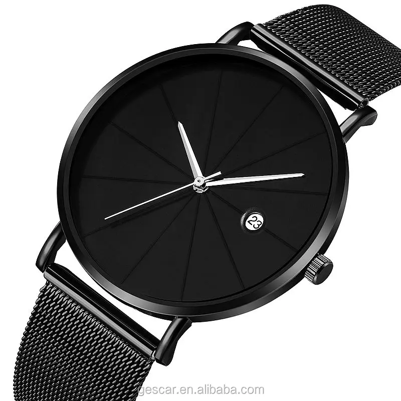 geneva quartz watch black