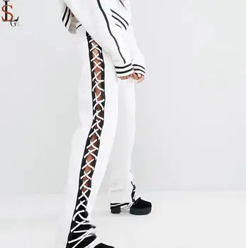black striped mesh trousers