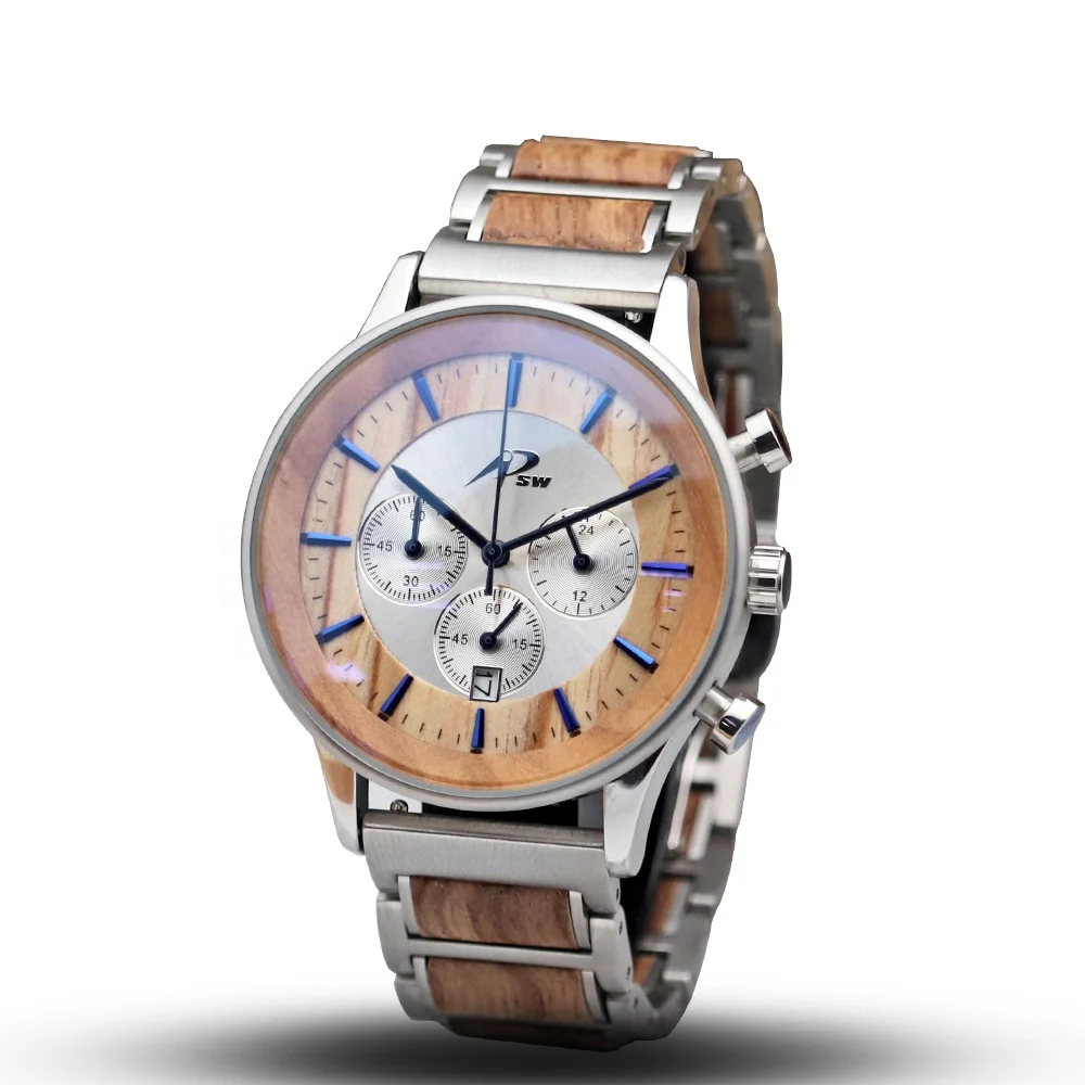 

Charm OEM Create Your Own Brand Wood Watches 3 atm Stainless Steel Back Watch Men